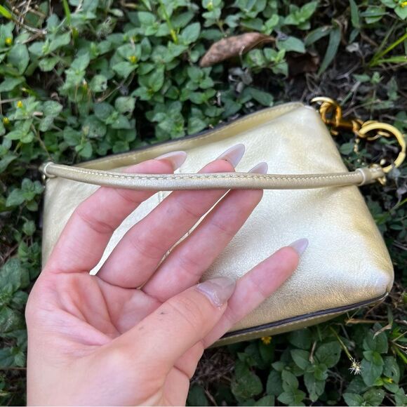 COACH Gold Y2K Shimmer Metallic Turnlock Baguette Hobo Shoulder SoHo Hampton - Picture 11 of 13